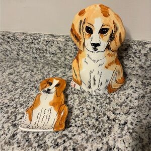 Dogs by Nina Ceramic Beagle 8” Vase and Tray